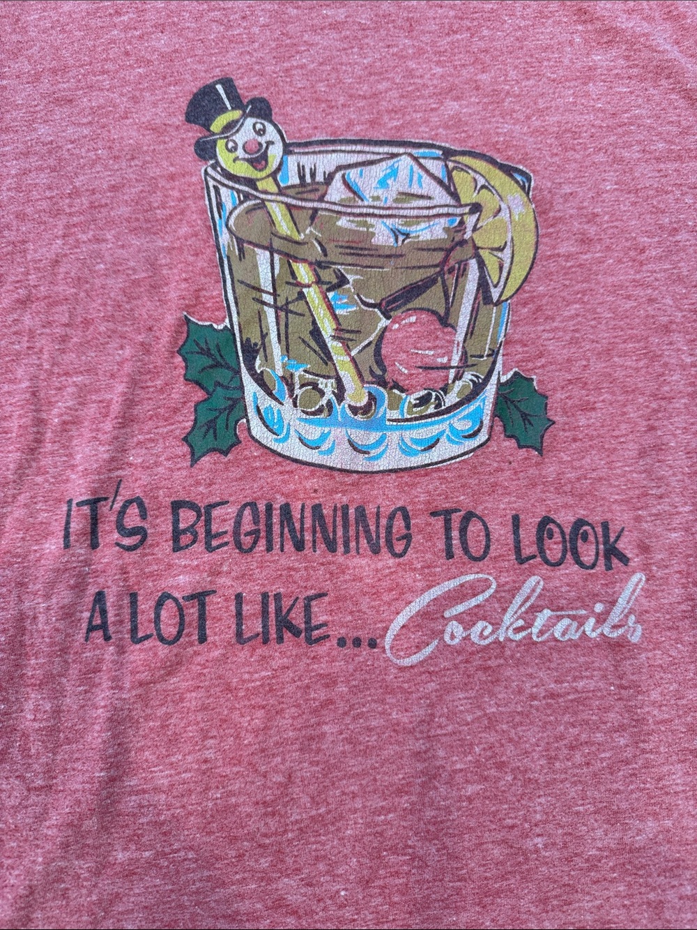 Lucky Brand Holiday Crew Neck Short Sleeve Women’s Small Red Heathered T-Shirt - Picture 1 of 11